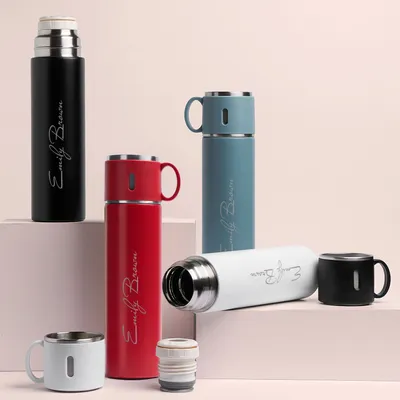 Personalized Signature Colorful Steel Thermos with Mug