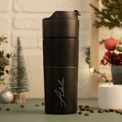 Personalized Signature Design Steel Thermos Flask with French Press