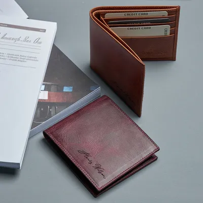 Personalized Signature Vintage Design Wallet - Genuine Leather