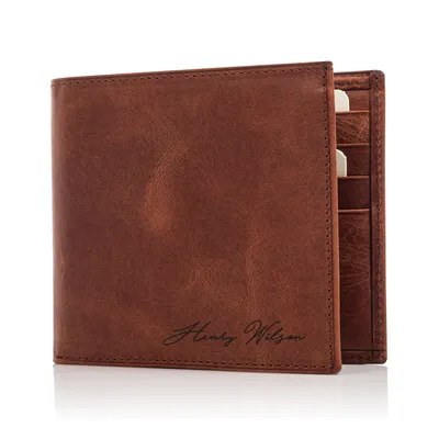Personalized Signature Vintage Design Wallet - Genuine Leather