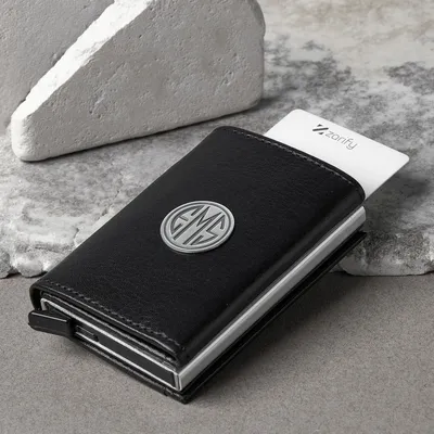 Personalized Silver Monogram Leather Wallet for Men
