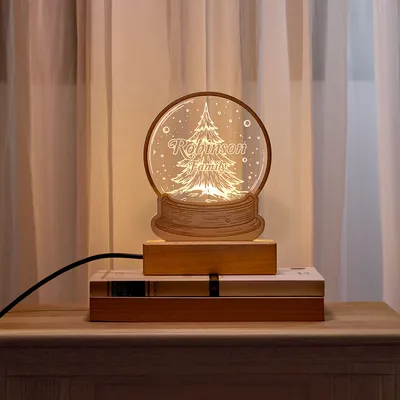 Personalized Snow Globe Layered Christmas Tree LED Lamp