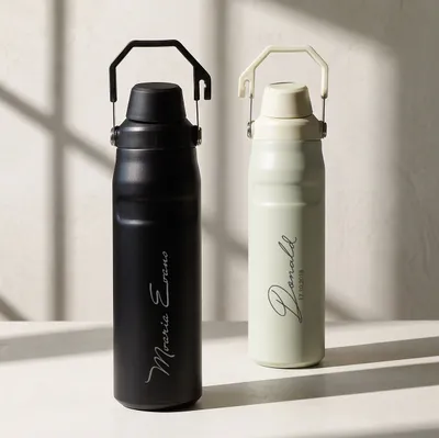 Personalized Stainless Steel Thermos Bottle with Handle