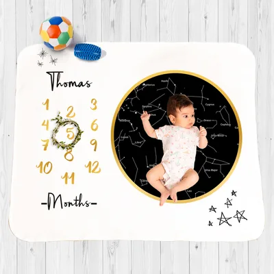 Personalized Star Map Baby Monthly Photography Blanket