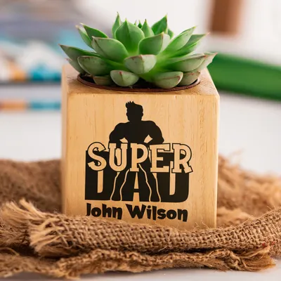 Personalized Super Dad Succulent Planter