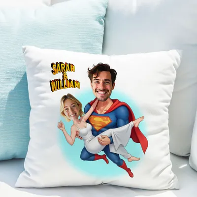 Personalized Superhero Cartoon Design Pillow