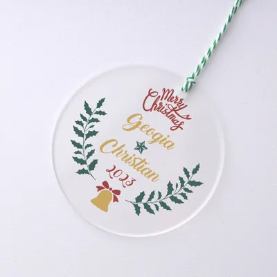 Personalized Transparent Christmas Ornament with Names