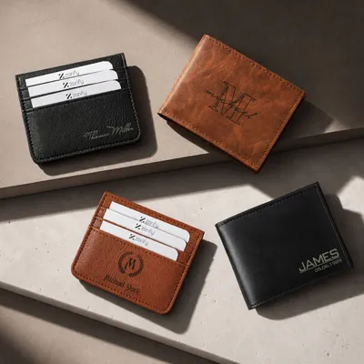 Personalized Vegan Leather Wallet and Card Holder for Him