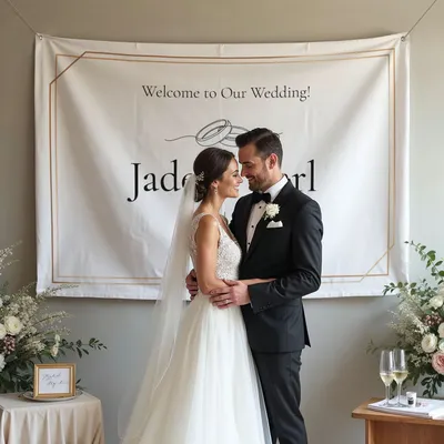 Personalized Wedding and Engagement Welcome Banner - 37 x 57 inches