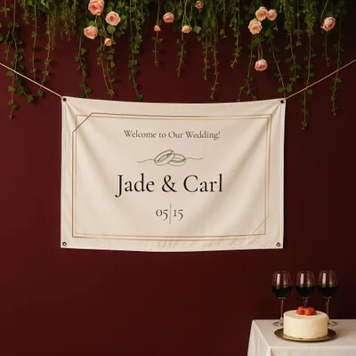 Personalized Wedding Welcome Banner 17 x 27 inches