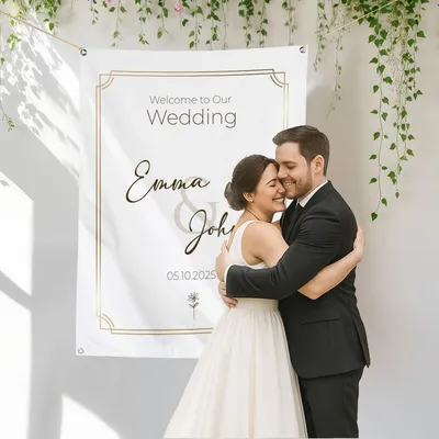 Personalized Wedding Welcome Banner - 27 x 37 inches