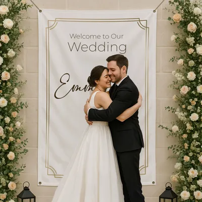 Personalized Wedding Welcome Banner with Names - 37 x 57 inches