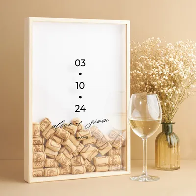 Personalized Wedding Wine Cork Shadow Box Collector