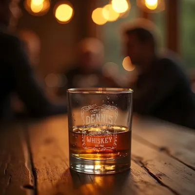 Personalized Whiskey Glass Set with Wooden Box for Him