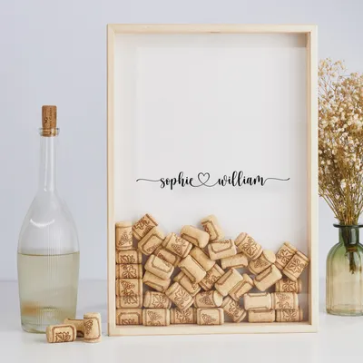 Personalized Wine Cork Display Box for Couples