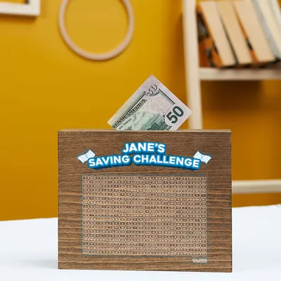 Personalized Wooden 10.000 Saving Challenge Box
