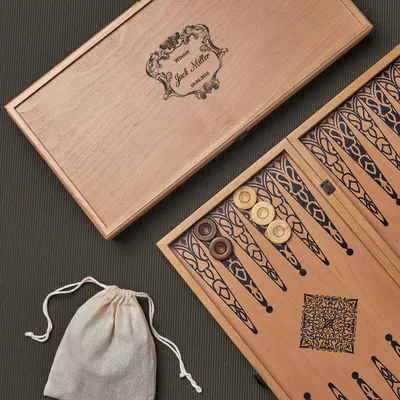 Personalized Wooden Backgammon Set for Men - Beech Wood Finish