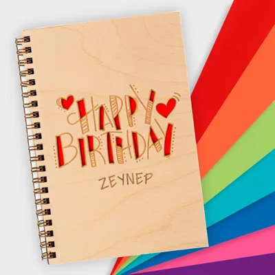 Personalized Wooden Cover Notebook for Birthday Gift