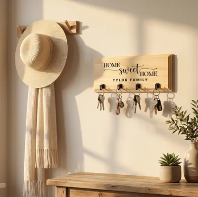 Personalized Wooden Key Holder for Wall