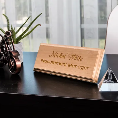 Personalized Wooden Name and Business Card Holder