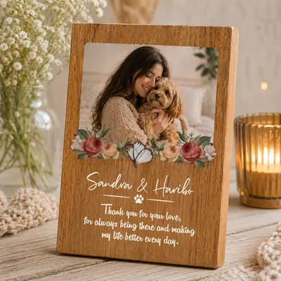 Personalized Wooden Photo Frame for Pet Moms