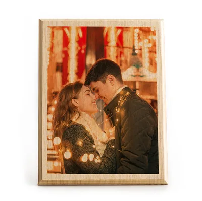 Personalized Couple Portrait Wooden Photo as Valentine's Day Gift for Love