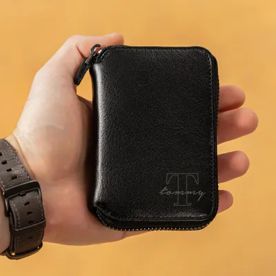 Personalized Zippered Leather Wallet with Minimalist Design