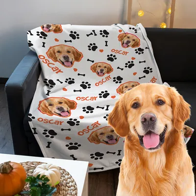 Pet Blanket with Personalized Pet Picture and Name for Gifts for Dog Lovers
