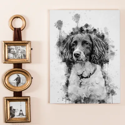 Pet Charcoal Drawing Design Canvas Photo Frame