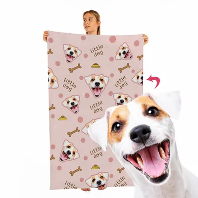 Pet Throw Blanket with Dog Design and Personalized Picture