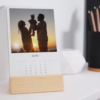 Photo Printed Desktop Calendar with Wooden Stand