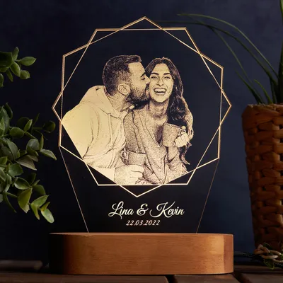 Photo Printed Led Lamp as Gift for Couples