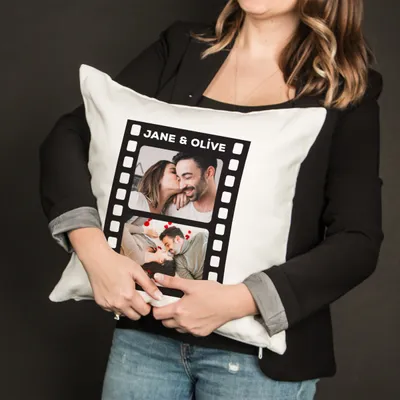 Photo Printed Pillow with Filmstrip Design