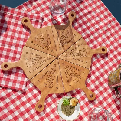 Pizza Design 6 Piece Pizza Serving Board