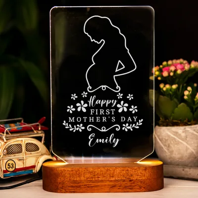 Pregnant Wife First Mother's Day Gift 3D LED Lamp with Name