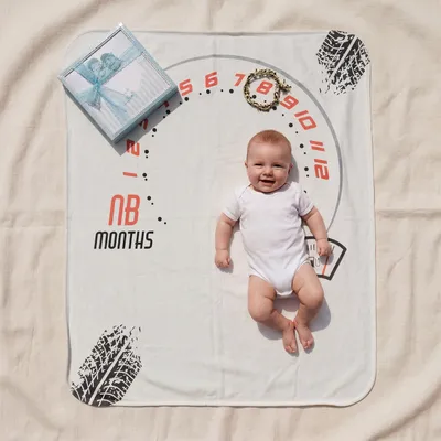 Racing Theme Baby Boy Monthly Milestone Blanket
