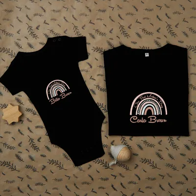 Rainbow Design First Mother's Day T Shirt and Baby Body Set