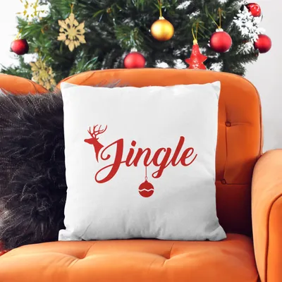 Reindeer Jingle Printed Christmas Pillow