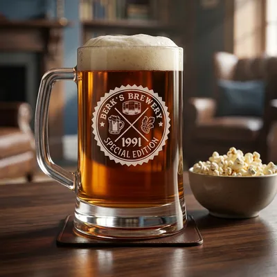 Personalised Retro Beer Mug for Birthdays and Anniversaries