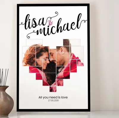 Romantic Gifts for Couples Heart Collage Design Tableau 11.8 x 15.75