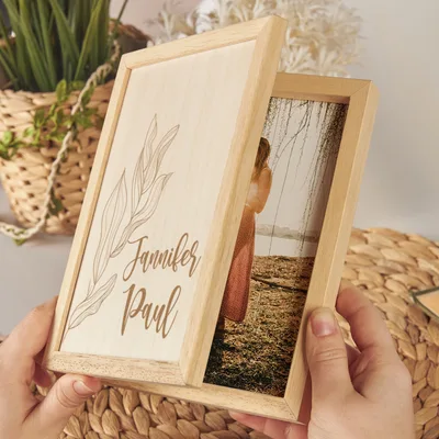 Romantic Gifts for Couples Hinged Wooden Photo Frame Gift with Personalized Picture
