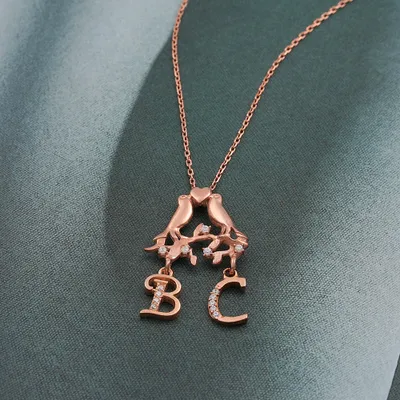 Rose Silver Necklace with Special Initials