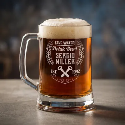 Personalised Beer Mug with Save Water Drink Beer Design
