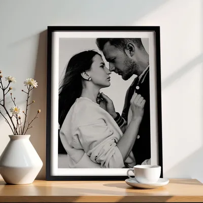 Self Adhesive Black Photo Frame with Mat for 11.75 x 15.75 inches Picture