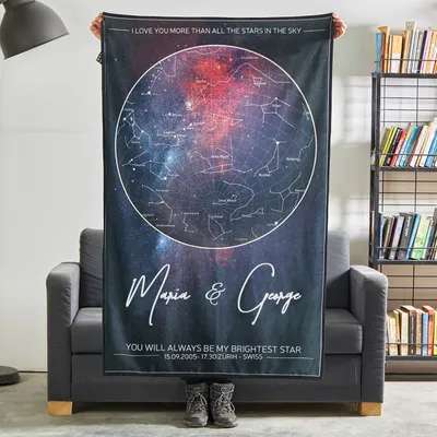 Significant Other Gift Special Day's Star Map Printed TV Blanket