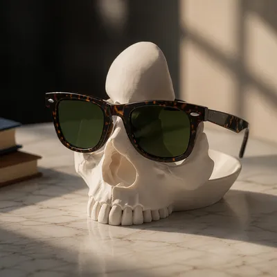 Skull Eyeglass Stand Holder - Gothic Desk Display Gift