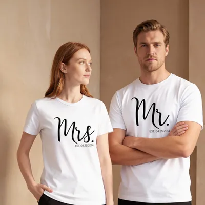 Special Date Written Dear Combination T-Shirt for Couples