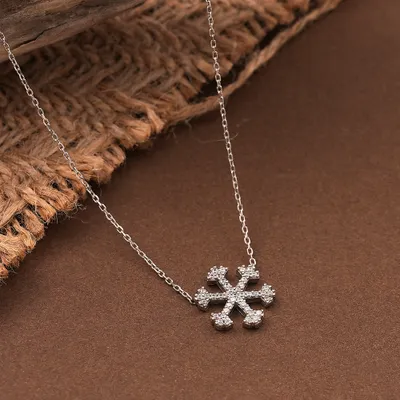 Stony Snowflake Silver Necklace