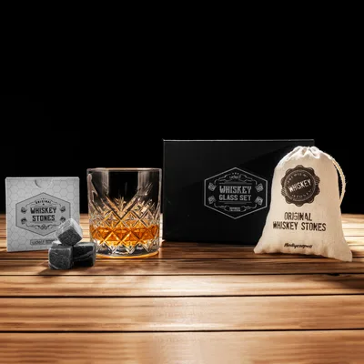 Stylish Matte Black Boxed London Whiskey Glass Set