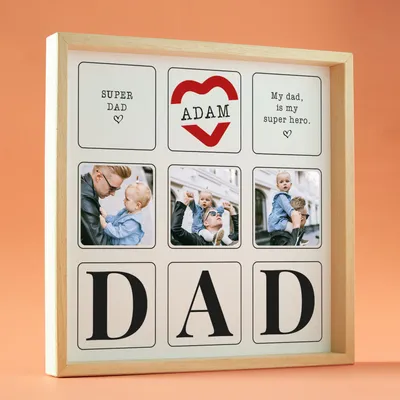 Super Dad Collage Design Gifts for Father Personalized Wooden Tableau Picture Frame